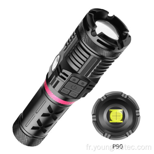 Puissante lampe de poche à LED tactique rechargeable P90